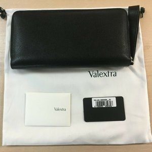 Valextra All in One Travel Wallet/Purse, Black 100